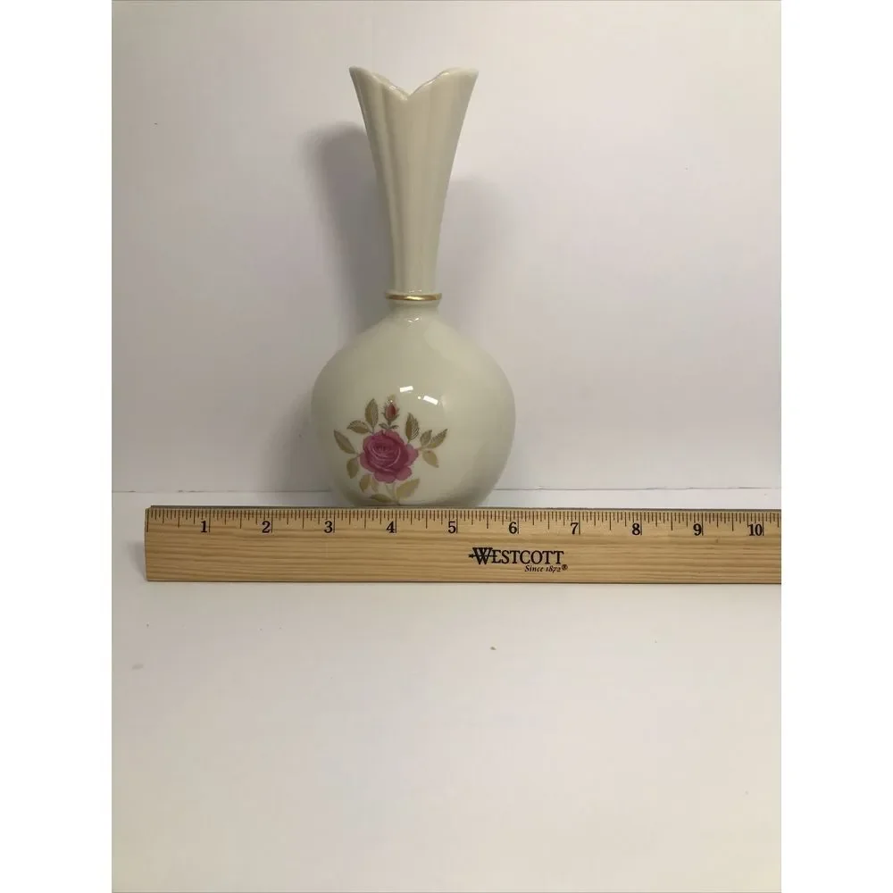ANTIQUE LENOX FINE‎ CHINA BULBOUS BUD VASE Rose Pattern - Mint Condition